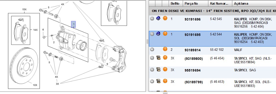 FEBI Peugeot Bipper ve Opel Corsa D Ön Aksın Sol Fren Kaliperi 1 Piston