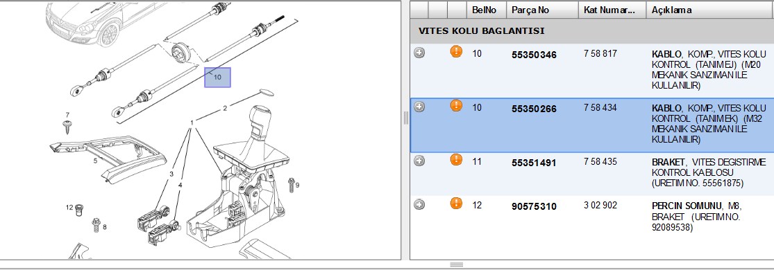 Vites Teli (Opel Astra H - 6 Vites M32 Şanzıman 04-)