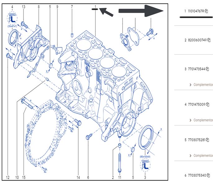 RENAULT Motor Blogu (Bos K9K 608 612 626 628 629 638 657 Clio Symbol Clio IV Logan DOKKER Duster Lodgy Sandero Mégane IV)