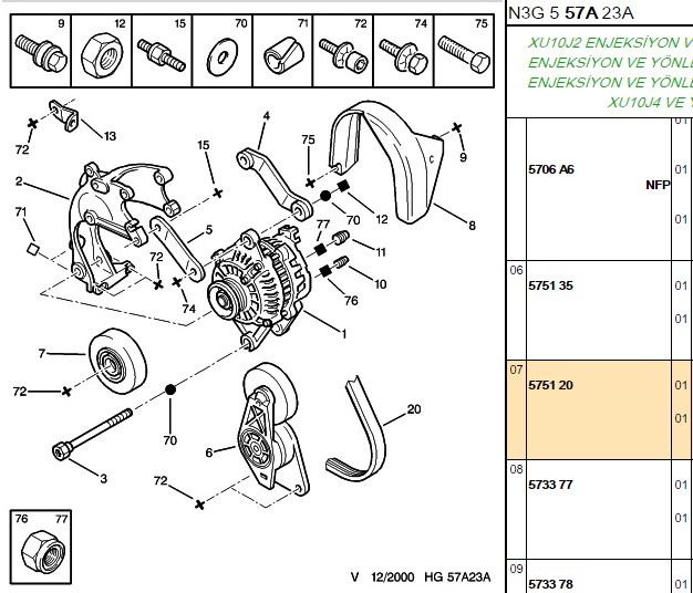 Alternatör Rulmanı (Plastik) (Opel Astra G, Vectra B, C X20DTL, X17DTL)
