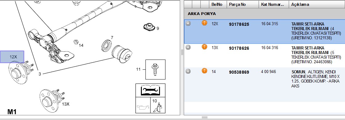 ERP ARKA PORYALI RULMAN-1604315-4 BIJON/OPEL ASTRA H-ZAFIRA 1,2-1,3 CDTI-1,6-1,7 CDTI-1,8-1,9 CDTI 2004> (1604315) (136*136)