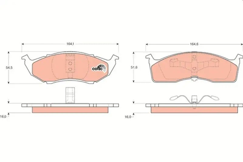 TRW Chrysler Neon 1.8 16V, 2.0 16V Ön Fren Balatası 163 mm