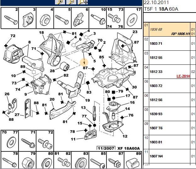 PSA Motor Kulagi Alt Çatal TU5JP4 307 (OEM: 180668)