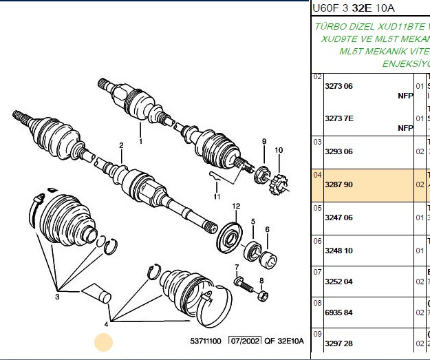 AKS KORUGU (IC) PP605 PP806 PP807 SCUDO EXPERT JUMPY EVASIAON D