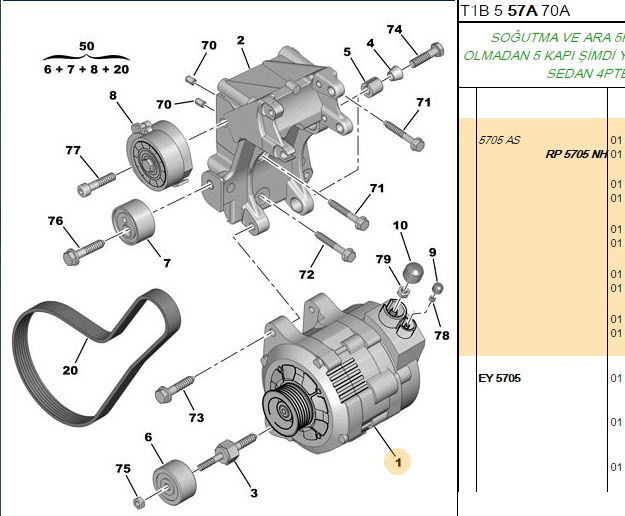 Aba Alternatör Kasnağı (Peugeot P306 P307 P406 Citroen C5 I C5 II XSARA Fiat Ducato Scudo DW10TD)