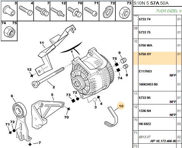 ALTERNATOR KAYISI 106 SAXO   5PK780
