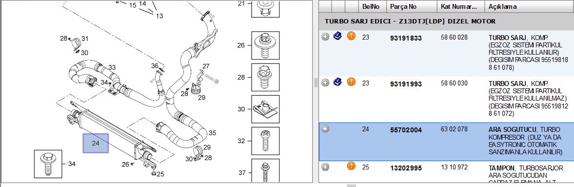 TURBO SARJ INTERCOL RADYATORU Z13DTJ CORSA D (6302078)