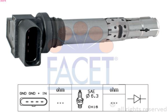 Facet Ateşleme Bobini (Volkswagen Golf IV-V-VI Bora Jetta Polo Audi A3 1.4 16V 1.6 FSI 1.4 TSI 00-)