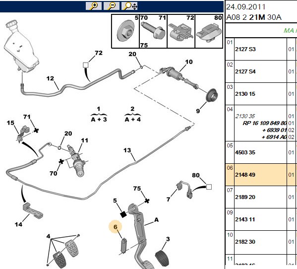 Debriyaj Pedal Yay (1007 207 307 307 YM C2 C3 C3 II C4)