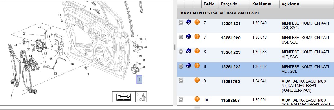 Kapi Mentesesi Ön Sol Alt (Meriva B)