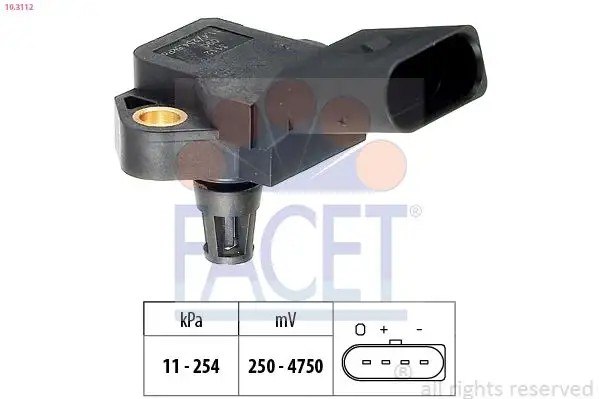 FACET Audi A4 1.8 ve Volkswagen Passat B7 1.8 MAP Basınç Sensörü 10.3112
