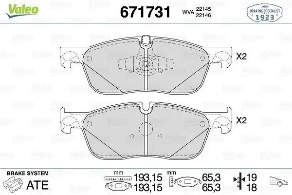 VALEO Land Rover Discovery 14+ Evoque 11+ Ön Fren Balatası 193 mm