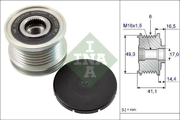 INA Peugeot 3008 1.6 PureTech ve Citroen C3 1.6 Alternatör Kasnağı 6 Kanal