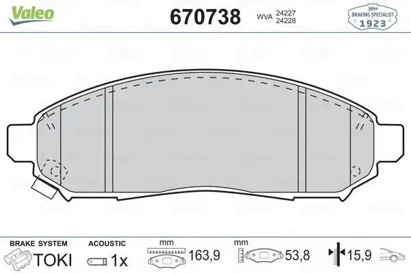 VALEO Nissan Navara 2.5 dCi Ön Fren Balatası 164 mm