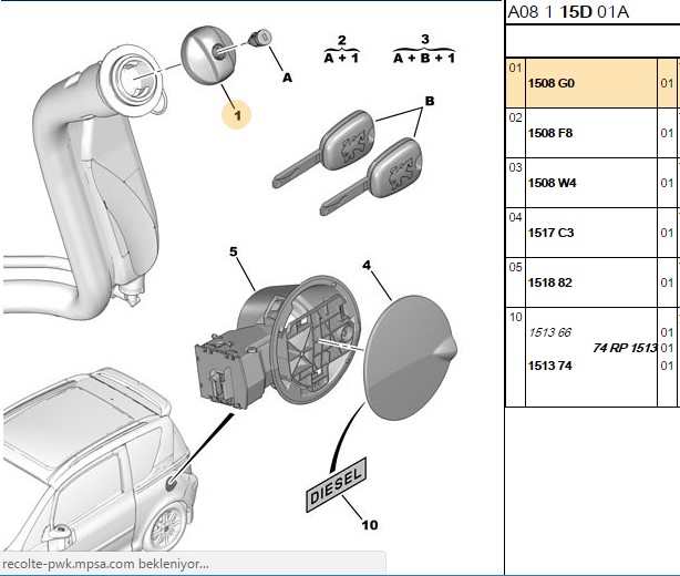 Yakıt Depo İç Kapak (Peugeot 207, 208, 307, 308, 2008, Citroën C2, C3, C4)