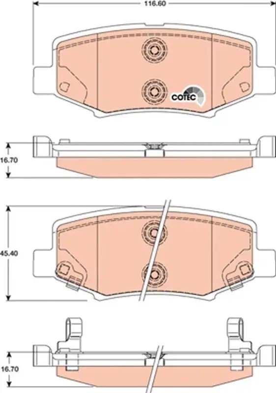 TRW Jeep Cherokee ve Dodge Nitro 2.8 Arka Fren Balatası 116,6 mm