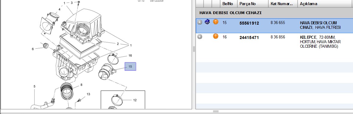 HAVA DEBIMETRESI ASTRA J CORSA D MERIVA B A13DT Z13DT A17DT