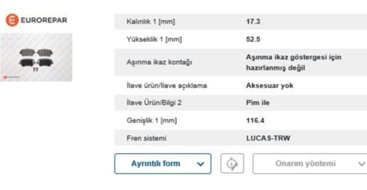 Fren Balatası Ön (116 mm) (Renault Clio III, Micra III, Duster 03-)