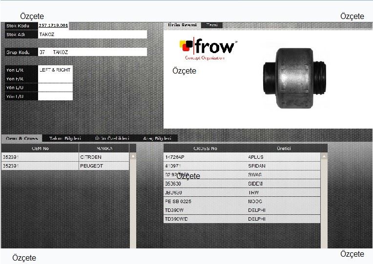 FROW Peugeot 307 1.6 ve Citroen C4 1.6 Hdi Ön Salıncak Burcu