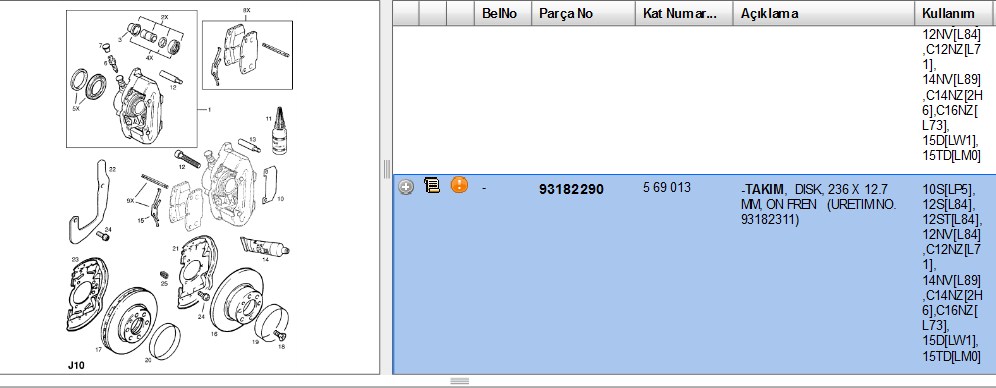 FREN DISKI ON (6D 236 MM) OPEL VECTRA  A  ASTRA F CORSA  A-B 88-