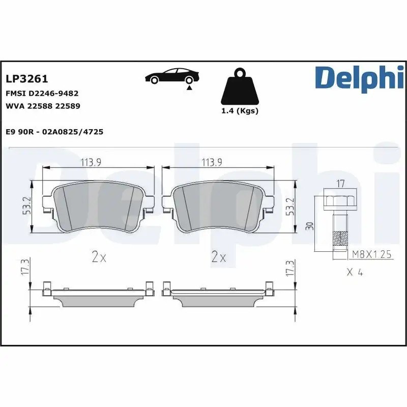 DELPHI Fiat Ulysse 2.0 Arka Fren Balatası 17,3 mm