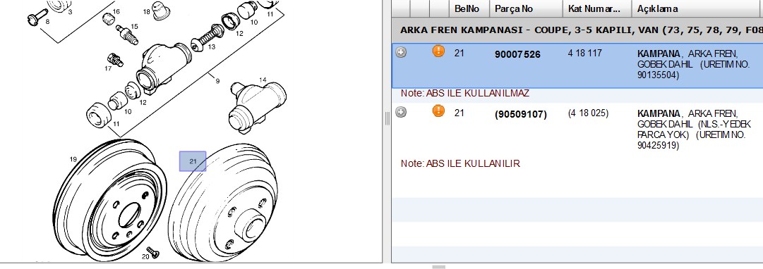 BOSCH Opel Corsa B 1.2, 1.4, 1.5 Td ve Tigra 1.4, 1.6 Arka Fren Kampanası 50,2 mm