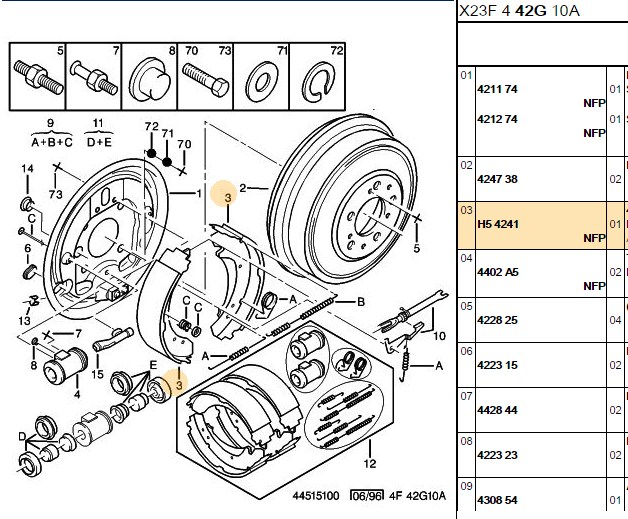 PABUCLU BALATA (254X57MM ) PEUGEOT BOXER (1800 KG) CITROEN JUMPER (1800 KG) FIAT DUCATO (1800 KG) EXPER III JUMPY III SCUDO III 06-