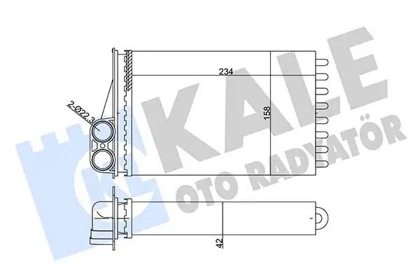 KALE Peugeot 207 1.4 ve 1.6 Kalorifer Radyatörü 234×158×42 mm