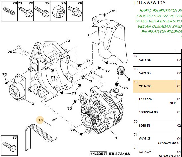 PSA Alternatör Kayışı (Peugeot Partner M59 206)