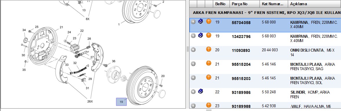 TRW Opel Corsa D/E ve Fiat Punto/Grande Punto 1.0-1.4 Arka Fren Kampanası 228 mm