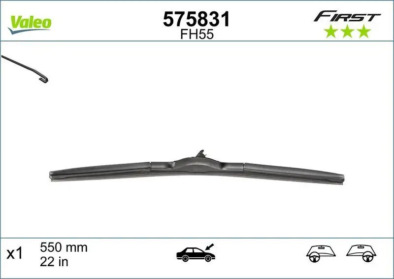 VALEO Dacia Sandero 1.5 dCi ve Bmw 520d E60 Ön Hibrid Silecek Süpürgesi 550 mm