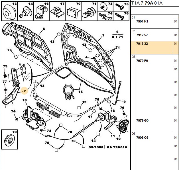 Motor Kaput Menteşesi Sağ (Peugeot 206)