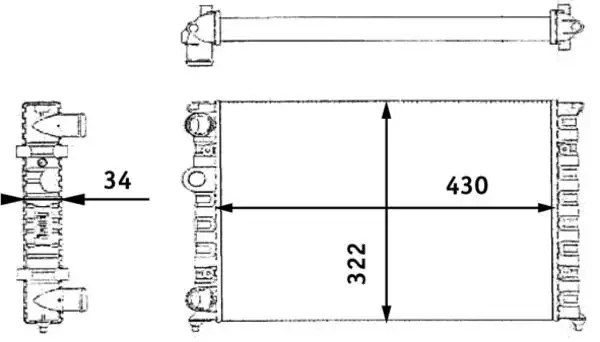 MAHLE Volkswagen Golf 3 1.6 Soğutma Kanatçıkları Mekanik Takılmış Radyatör 322x430 mm