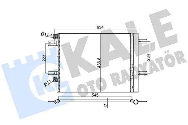 KALE Opel Grandland ve Peugeot 3008/308 Klima Radyatörü 545×437×16 mm Kurutuculu