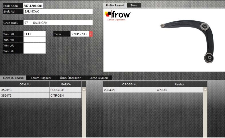 FROW Sol Ön Salıncak Peugeot RCZ 2010-