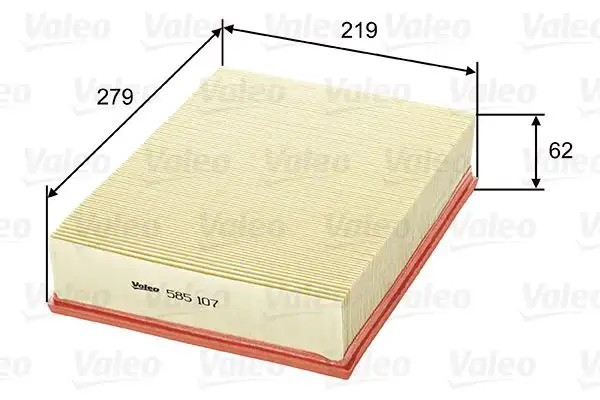 VALEO Volkswagen Transporter T4 2.4D ve 2.5 Tdi Hava Filtresi 279x219x62 mm