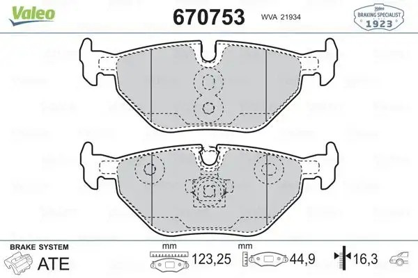 VALEO BMW 318i E46 ve 320i E36 Arka Fren Balatası 123 mm