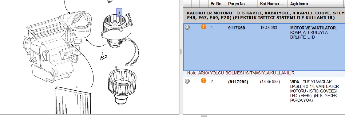KALE Opel Astra G 1.6, Astra H 1.6 Kalorifer Motoru 12V