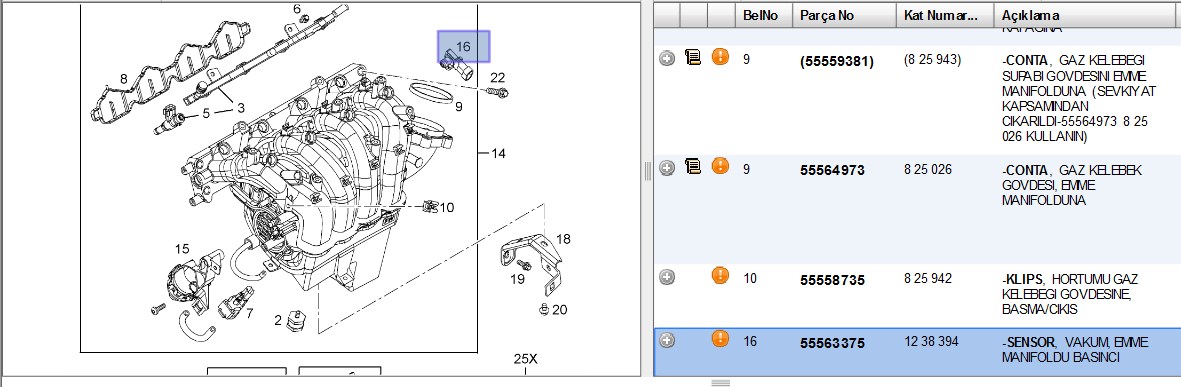 Basınç (MAP) Sensörü (Opel Astra H, Zafira B, Corsa C, Insignia, Cruze A16XE)