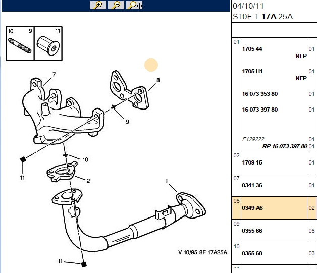 EGSOZ MANIFOLD CONTA PEUGEOT P106 P206 P207 P306 P307 14 (72-75 HP) TU3A TU3JP