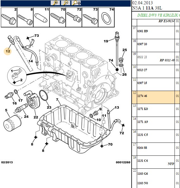 PSA Yağ Çubuğu (Peugeot Partner M49, Citroën Berlingo M49 1.9D)