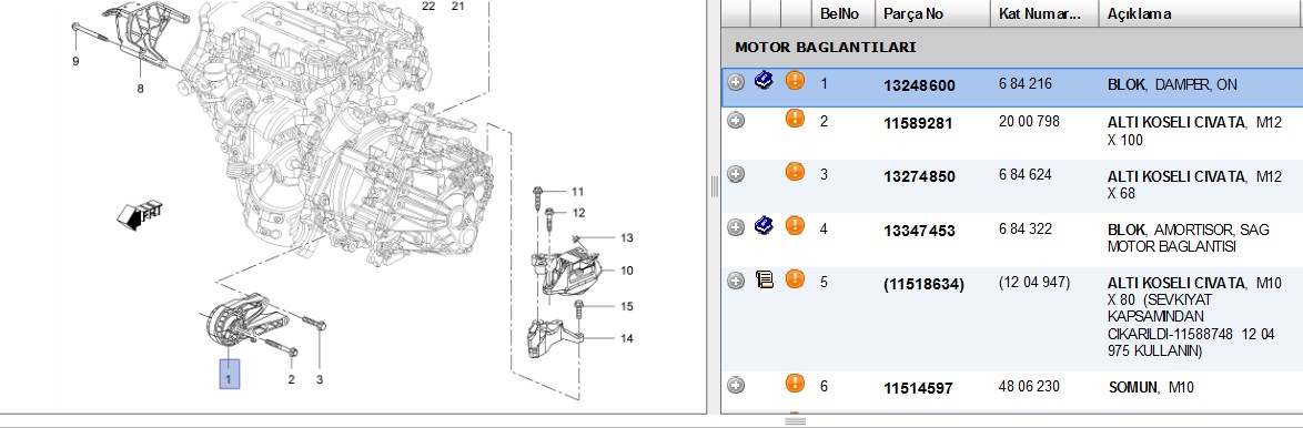 MOTOR TAKOZU ASTRA J 1.4 1.6 09-