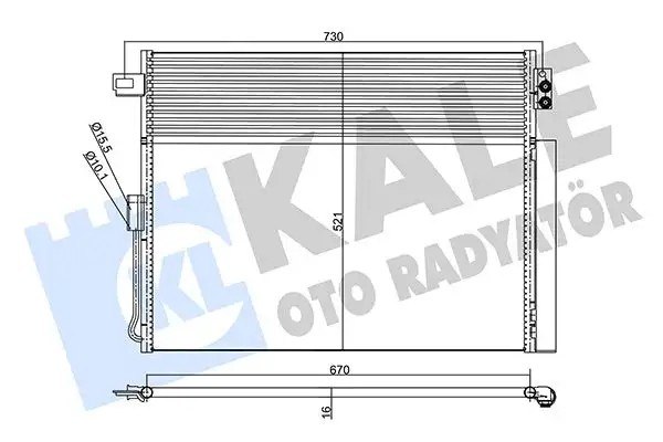 KALE Jeep Grand Cherokee 3.0 Klima Radyatörü 650×521.5×16 mm Kurutuculu Alüminyum