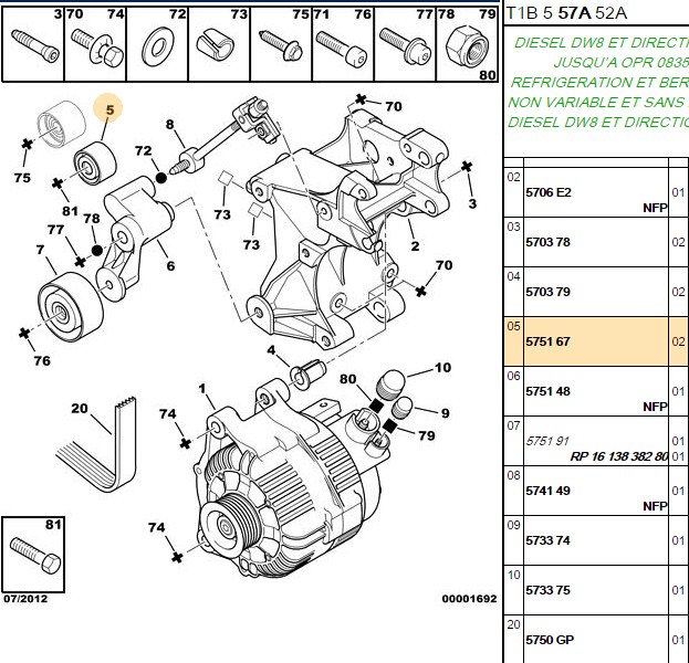 AvaRe Alternatör Rulmanı (Peugeot P206, P306, Citroën Berlingo, Jumpy, Xsara, Fiat Scudo 1.9D)