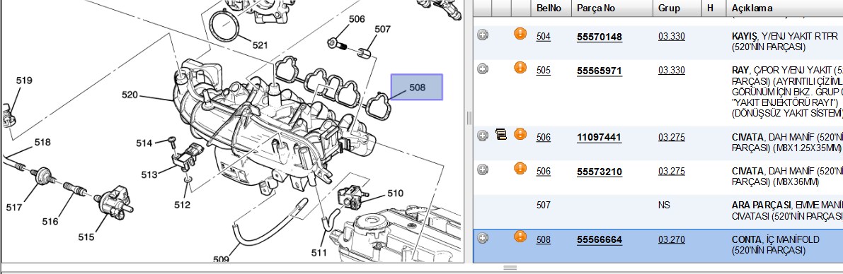EMME MANIFOLD CONTA OPEL ASTRA J 1.4 INSIGNIA 1.4 140 HP AA4NET B14NET D14NET A14NEL B14NEL D14NEL MOTOR