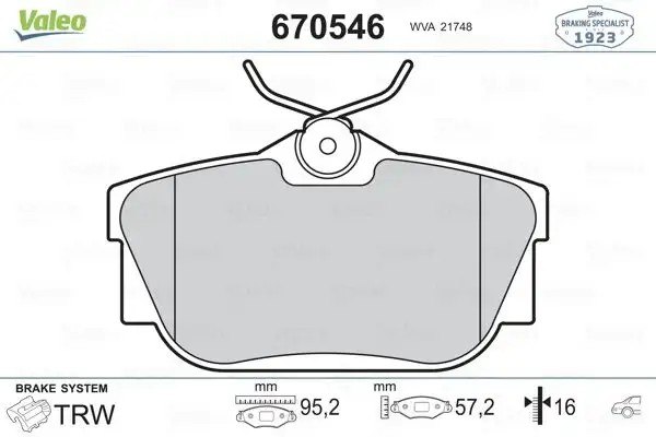 VALEO Volkswagen Transporter T4 ve Opel Vivaro 2.4D/2.5 Tdi Arka Fren Balatası 95 mm