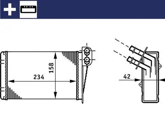 MAHLE Renault Clio ve Symbol Kalorifer Radyatörü 234×158×42 mm