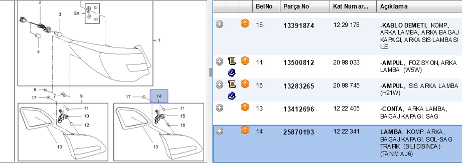 Valeo Bagaj Stop (Sol) (Opel Astra GTC 2012/10)