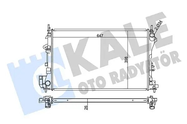 KALE Opel Vectra C 1.6 Su Radyatörü 648×414×26 mm