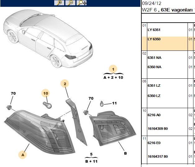 Valeo Arka Stop Lambası Sol Dış Peugeot 508 SW 2010/12